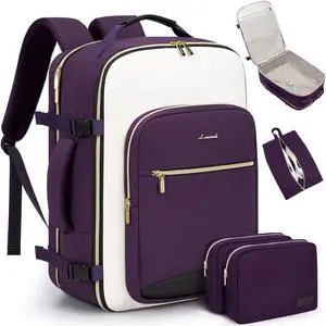 LOVEVOOK 40L Carry on Backpack for Women with 3 Packing Cubes, Large Travel Backpack for Airplanes, TSA Personal Item Travel Bag fits 17" Laptop, Waterproof Travel Essentials Airline Approved