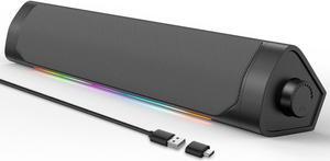 LXTNFU USB Computer Speakers for Desktop Pc,Bluetooth PC Speakers with Headphone Output,2 Ways Connect USB Powered Wired Speakers for Windows,Linux,Mac Air/Pro Phones(USB-C to USB Adapter Included)