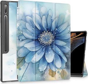 Mektron Case for Samsung Tab S9 Ultra 14.6 Inch 2023 Model X910/X916/X918,Built-on Pencil Holder Hard Cover with Auto Wake/Sleep, Multi-Angle Stand for Galaxy Tab S9 Ultra 14.6",Watercolor Blue Flower