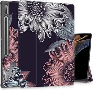 Mektron Case for Samsung Tab S9 Ultra 14.6 Inch 2023 SM-X910/X916/X918,Built-on Pencil Holder Hard Cover with Auto Wake/Sleep, Multi-Angle Stand for Galaxy Tab S9 Ultra 14.6",Blooming Chrysanthemums