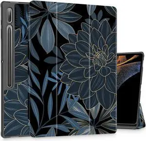 Mektron Tablet Case for Samsung Tab S9 Ultra 14.6 Inch 2023 SM-X910/X916/X918,Built-on Pencil Holder Hard Cover with Auto Wake/Sleep, Multi-Angle Stand for Galaxy Tab S9 Ultra 14.6,Dahlia Flower C035
