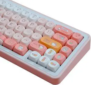 ZXMICYFA MOA Keycaps, 125 Keys Dye Sublimated PBT Keycap Set with Cute Customized Keycaps for ASIN Layout Cherry Gateron MX Switch Mechanical Keyboards