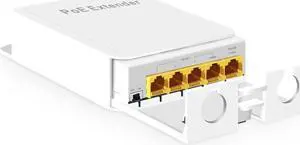 MokerLink Outdoor 5 Port Gigabit PoE Extender, IEEE 802.3 af/at/bt Repeater 90W, 10/100/1000Mbps, 1 In 4 Out, Wall Mount Waterproof Passthrough Switch