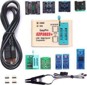 EZP2023 Programmer USB SPI 9 Adapters EZP2019 Upgraded Chip Writer Reader IC Test Clip 24 25 93 95 EEPROM Flash Bios Minipro Socket