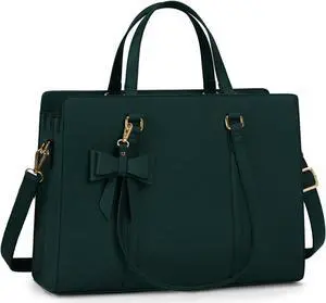 Laptop Bag for Women 15.6 inch Laptop Tote Bag Waterproof Leather Computer Bag Large Lightweight Briefcase Professional Business Work Bag Dark Green