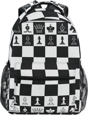 Oarencol Black White Chess Board Backpack Plaid Bookbag Daypack Travel Hiking Camping School Laptop Bag