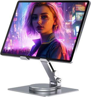 ONEMU Portable Monitor Mount Holder Swivel Height Adjustable Stand for 15.6 Portable Monitor, Metal Foldable Bracket for Portable Monitor/iPad/Phones/Graphic Pads, Aluminum Alloy, Sliver