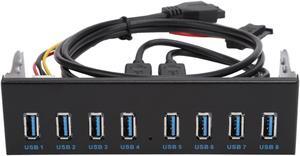 HUB Optical Drive Panel 19PIN 8 Port Hub Optical Drive Extension Front Panel, Front Panel USB 3 0 Hub 8 Port, Adapter for PC Computer Case Front Bay