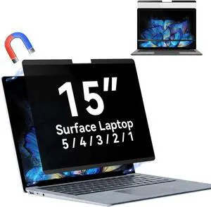 Magnetic Privacy Filter Compatible with 15 Inch Surface Laptop 5/4/3/2/1, Removable Anti Glare Blue Light Laptop Privacy Screen Black Security Private