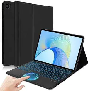 QYiiD Backlit Touchpad Keyboard Case for Honor Pad 8 12 Inch 2022 (HEY-W09), Slim Shell Lightweight Smart Case with PU Leather Stand Cover with Backlight Bluetooth Keyboard for Honor PAD 8, Black