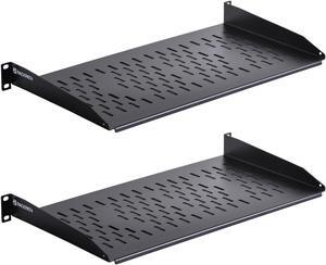 RackPath 1U Cantilever Universal Rack Shelf - 10in Deep - Rackmount shelf for 19'' AV/Network Equipment Racks - 55lbs Capacity - 2Pack