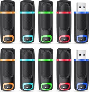 RAOYI 10 Pack 64GB USB 2.0 Flash Drive Thumb Drive Memory Stick Jump Drive Zip Drive for Data Storage and Backup (Mix Colors : Cyan Orange Red Blue Green)