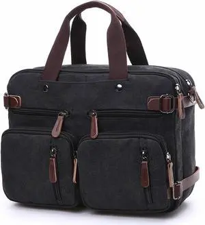Saddhu Laptop Tote Bag for Women Men 16 Inch 3 in 1 Convertible Messenger Briefcase Shoulder Handbag for Work Bussiness Black