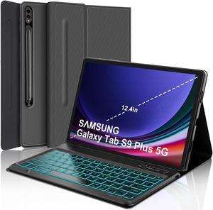 Keyboard Case for Samsung Galaxy Tab S9+ Plus 12.4 inch - 7 Colors Backlit, Magnetic Detachable, Bluetooth Connection, Auto Sleep/Wake Up Smart Case (Grey)