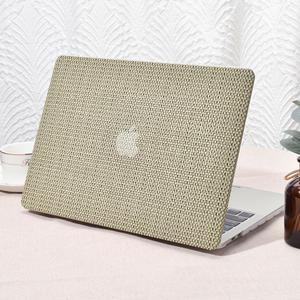 Seorsok Compatible with MacBook Pro 13 inch Case M2 2023,2022,2021-2016 A2338 M1 A2251 A2289 A2159 A1989 A1708 A1706,Elegant Leather Plastic Hard Case Transparent Keyboard Cover,Flaxen Woven Fabric