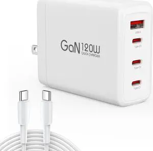 120W USB C Charger Block,GaN III 4-Port PD QC Foldable Charger, Phone Charger ,Type c Charger Fast Charging, USB A Laptop Charger Adapter for All iPad iPhone 15 14 13 12 Pro Max Pixel Note Galaxy