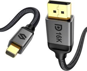 Silkland 16K Mini DisplayPort to DisplayPort 2.1 Cable, 16K@60Hz, 8K@120Hz, 4K@240Hz HDR, DSC1.2a, G-Sync FreeSync, Mini DP [Thunderbolt 2] for Gaming Laptop, MacBook, iMac, Monitor, 10FT