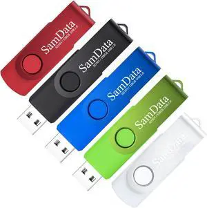SamData 128GB USB Flash Drives 5 Pack 128GB Thumb Drives Memory Stick Jump Drive with LED Light for Storage and Backup (5 Colors: Black Blue Green Red Silver)