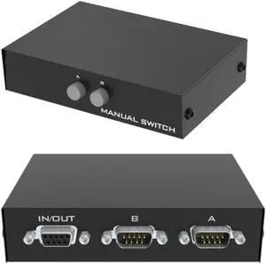 Serial DB9 Pin RS232 Switcher Sharer Splitter 2 in 1 out 1 in 2 out Bi directional Interchange(1 host at a time)2 computer host laptops sharing monitoring or hard disk