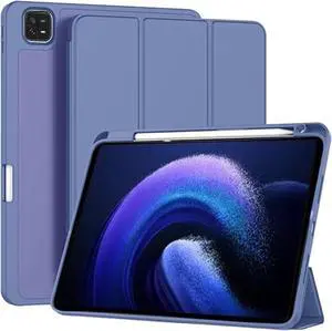 TEKNET Case Folder Silicon Case for Xiaomi Mi Pad 6 / Pad 6 Pro 11 (2023) Smart Lightweight Soft Protector with Shockproof Stand, Auto Sleep/Wake Pencil Holder (Lavender)