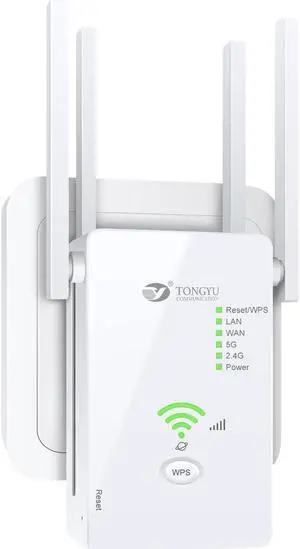 Tongyu 1200Mbps WiFi Extender Internet Booster for Home with Ethernet Port AC1200 Dual Band 5GHz/2.4GHz Wireless Repeater Signal Amplifier Booster Full Coverage 8000sq.ft and 45 Devices