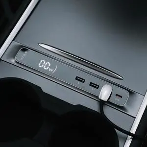 VION Model 3/Y Center Console Hub (Real-time Charging Data) - Fits 2024-2021 Model Y, 2023-2021 Model 3 - Display Turns on When Charging.