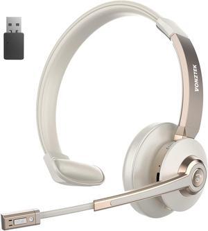 Wireless Headset, Bluetooth Headphones with Microphone Noise Canceling & Mute, Trucker Bluetooth Headset with USB Dongle for Cell Phone Computer Zoom Meetings Office Remote Work Call Center