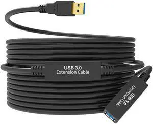 32Feet USB 3.0 extension cable,USB 3.0 Extension Cord A-Male A-Female, With 2 Expansion Chipset Signal Boosters, Compatible With Oculus Quest 2 VR, Xbox, PS4, etc.(AC Power Supply Included)