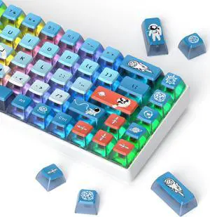 Owpkeenthy Pudding PBT Keycaps 75 Percent with Punk Style, 120- Keys Transparent Keycaps ASA Profile Custom Replacement Key Caps US Layout for 60% 75% Full 104 Key Set Mechanical Keyboard(Space)