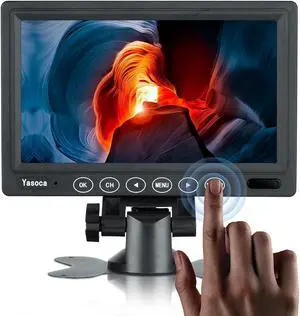 Yasoca 7 inch Small HDMI Monitor 1024x600 Resolution Small 1080P Portable IPS Monitor with Remote Control with Built-in Speakers HDMI VGA Input for Gaming CCTV Security Raspberry Pi PC