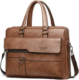 YY GEWETAO Mens Messenger Bag Leather 15.6 Inches Laptop Briefcase Large Laptop Bag Satchel Crossbody Bag