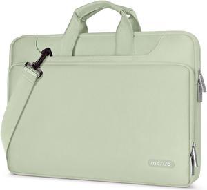 MOSISO 360 Protective Laptop Shoulder Bag Compatible with MacBook Air 15 inch M2 A2941 2023/Pro 16 inch M3 M2 M1 2023-2019, 15-15.6 inch Notebook,Matching Color Sleeve with Belt, Sage Green