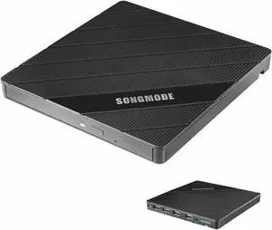 SONGMODE External CD/DVD Drive for Laptop, 7 in 1 USB Ultra-Slim Portable CD/DVD Player Burner, Slot Type CD ROM Burner External Disc Reader Compatible with Laptop PC MacBook Windows Linux (B36-Y)