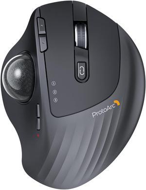 ProtoArc Wireless Trackball Mouse EM01 NL Ergonomic Bluetooth Rollerball Thumb Mouse Rechargeable Computer Laptop Mouse Adjustable Angle  3 Device Connection for PC Mac WindowsGray Ball