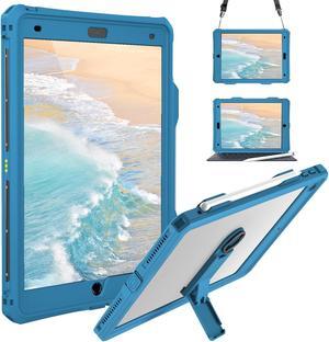 ShellBox Case iPad 10.2 9th /8th/7th Generation Waterproof Case, Full-Body Heavy Duty Shockproof Protective Cover Built-in Screen Protector with Shoulder Strap for iPad 10.2 2024-2019 (Teal)
