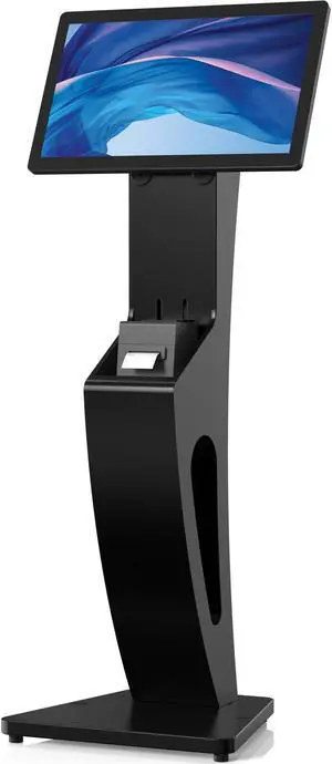 Sleek Floor Stand Kiosk for Monitors - CTA Sleek Floor Kiosk Stand with Printer Slot for Monitors 15" to 32" up to 60lbs - for Check-in Stations & POS Stations & More - Black (ADD-LDSLEEK)