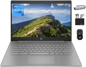 HP Chromebook 2024 Premium Laptop Student Business, 14" HD Display, Quad-Core Intel Celeron N4120, 4GB RAM, 192GB Storage (64GB eMMC+ 128GB Card), UHD Graphics, Wi-Fi, Chrome OS +MarxsolAccessory