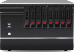 KCMconmey 8 + 1 Bay DIY NAS Case, 8 x 2.5/3.5'' Tray + 1 x 2.5'' Internal Bay. MB MATX/ITX. Flex PSU. Front USB 3.0 8cm Chassis Fan Hot Swap Backplane. Network Attached Storage Private Cloud Enclosure
