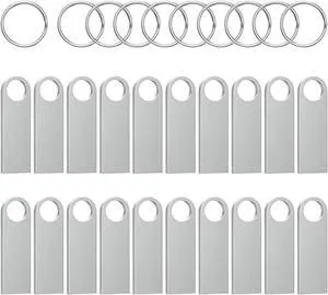 ABLAZE 4GB Flash Drive 20 Pack, Metal USB 2.0 Thumb Drives with Keychains USB Sticks Pendrives (Sliver)