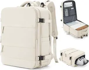 coowoz Large Travel Backpack Carry On for Women Man Gym Backpacks with Laptop Compartment Mochila de Viaje Teacher Personal Item Backpack Rucksack Airplane Accessories Must Haves Beige