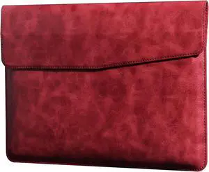 CPNVWA Leather Laptop Sleeve for 13 Inch MacBook Air M3 2024 M2 2022 M1 2020,Genuine Leather Laptop Case for MacBook Pro M2 2022 M1 2020-2016,Laptop Cover for 13-13.3 Inch Notebook,Red