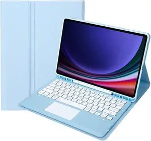 Keyboard Case for Galaxy Tab A9 Plus 11 Inch 2023 (SM-X210/SM-X215/SM-X216), Detachable Touchpad Keyboard with S Pen Holder Cover for Samsung A9 Plus Tablet, Sky Blue