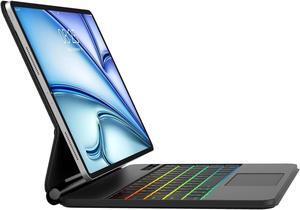 FARYODI Keyboard Case for iPad Air 13 Inch (M2, 2024) & iPad Pro 12.9 (6th/5th/4th/3rd Gen), 7 Colors Backlit Wireless Magic Keyboard for iPad Air 13, Auto Sleep/Wake with Pencil Holder - Black Gray