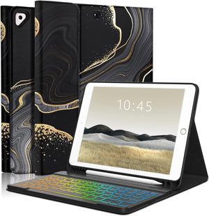 FUWANG iPad 9th Generation Case with Keyboard 10.2 inch - 7 Colors Backlit Detachable Keyboard Case for iPad 8th Gen/7th Gen/iPad Pro 10.5"/iPad Air 3rd Gen with Pencil Holder (Gilt Black)