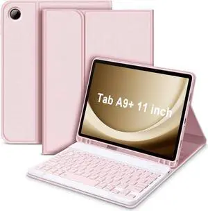GOKOCO for Samsung Galaxy Tab A9 Plus 2023 11 inch Keyboard Case,Magnetically Detachable Wireless Bluetooth Keyboard for SM-X210/X215/X216-Pink