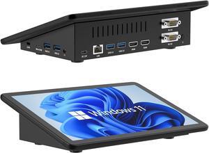 HIGOLEPC Mini PC,10.1 Inch Touchscreen Mini Computer Windows 11 Pro Mini Desk PC NO Battery,Celeron J4125 8GB RAM/128GB ROM,Dual R232 HDMI,BT 5.2,WiFi 5,Type-C,Support Auto-Boot (No Battery)