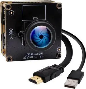 IFWATER HDMI 4K Webcam - USB HDMI Simultaneous Output Streaming Camera - 2X Digital Zoom, 180 Degree Fisheye Lens - PC Camera for Raspberry Pi, Jetson Nano, Laptop, Online Teaching