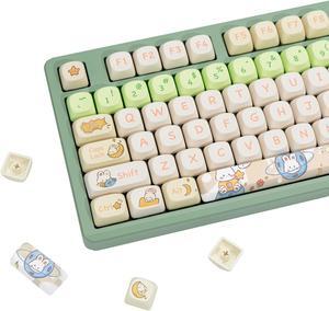 PBT Keycaps 144 Keys DIY Keyboard Accessories Cute keycaps MOA Profile Keycaps Dye-Sublimation for Cherry Gateron MX Switches Mechanical Gaming Keyboards(Space Bunny)