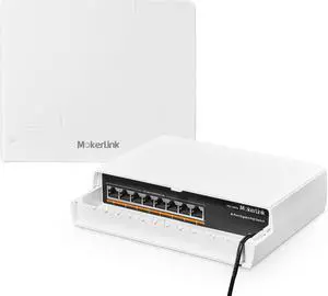 MokerLink 8 Port Outdoor Gigabit PoE Switch, 8 PoE+ Ports 1000Mbps, 802.3af/at 120W, Weatherproof Fanless Unmanaged Plug and Play