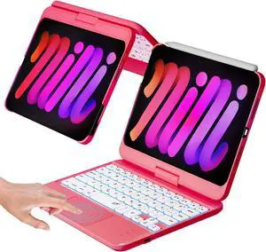 NOKBABO iPad Mini 7 Keyboard Case 2024 (8.3 inch), 7-Color Backlight,Multi-Touchpad, 360degRotatable, Wireless Keyboard for iPad Mini 7th/6th Generation-Hot Pink